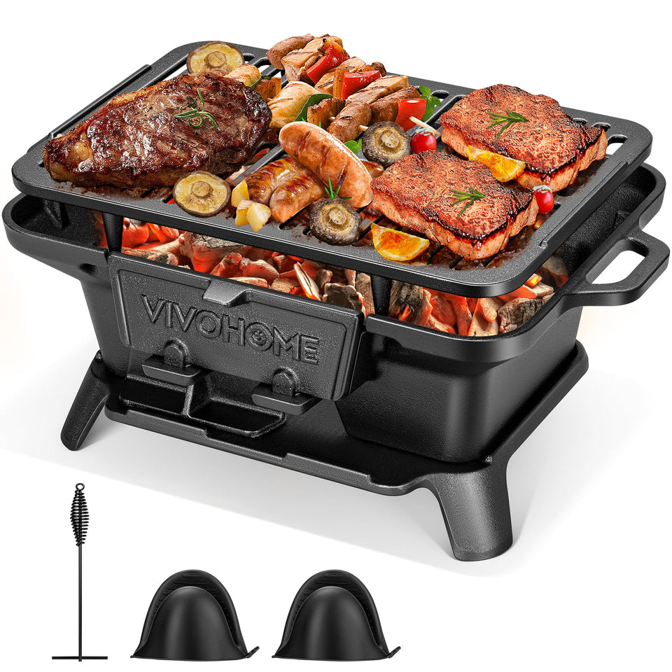 VIVOHOME rectangle grill exterior shows compact tabletop design for small spaces.