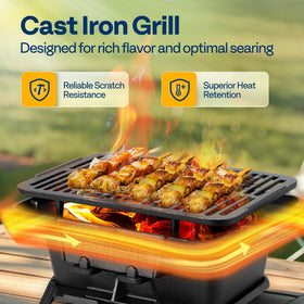 VIVOHOME front fireproof door enables easy charcoal addition while grilling.