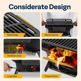 VIVOHOME portable grill with three legs is easy to transport.
