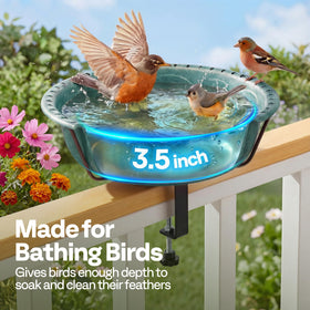 Rust-resistant metal frame prevents wobble when birds land on the bath