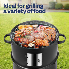 VIVOHOME smoker built-in thermometer improves temperature control during cooking.