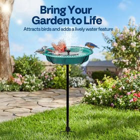 VIVOHOME solar fountain with 3 nozzles creates gentle sprays for bird-friendly bathing.