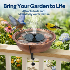 VIVOHOME solar pump with 3 nozzles delivering gentle sprays to attract birds