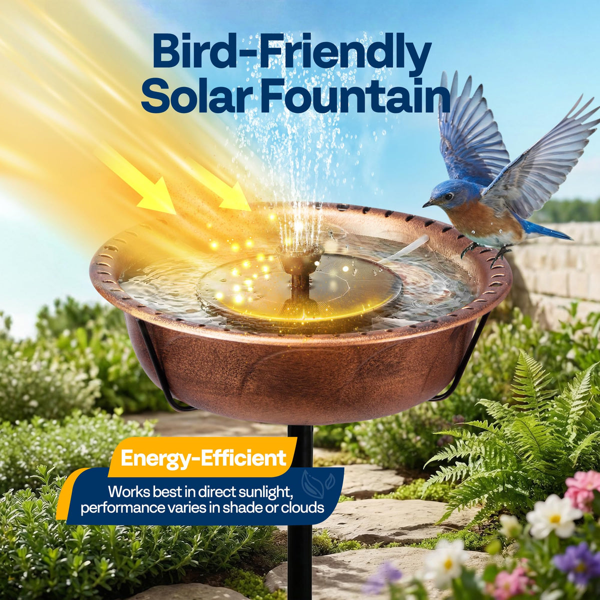 VIVOHOME solar pump with adjustable flow under direct sun