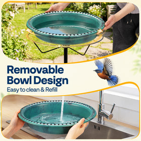 VIVOHOME weather-resistant ABS bird bath protects water quality year-round