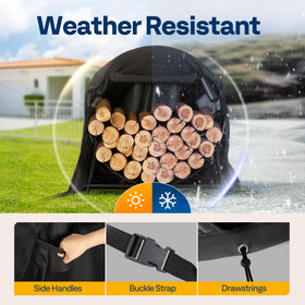 VIVOHOME weather-resistant cover with drawstring secures outdoor firewood