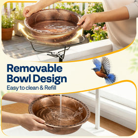 VIVOHOME widened adjustable clamps keep the bird bath secure on rails