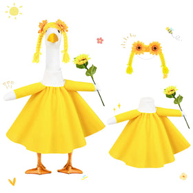 VIVOLOOM sunflower goose outfit on a 23-inch goose adds cheerful curb appeal.