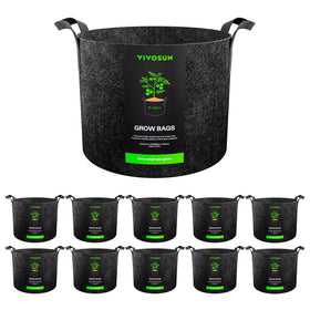 VIVOSUN 10-pack 15-gallon grow bags stacked for space-saving gardening.