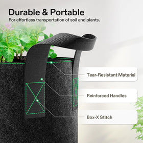 VIVOSUN 10-pack grow bags in black ready for garden setup.