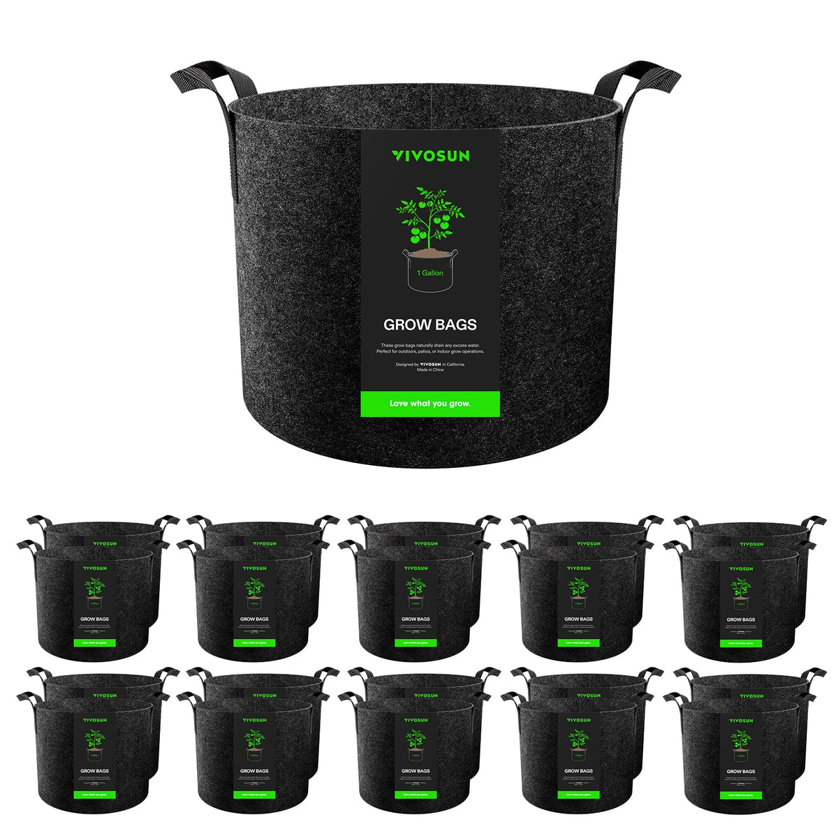 VIVOSUN 20-pack grow bags with sturdy fabric for durable planting