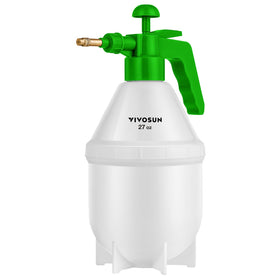 VIVOSUN 27oz pump sprayer in action for garden plants and indoor cleaning.