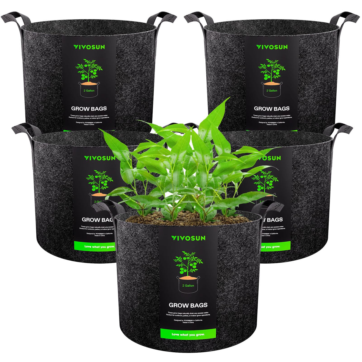 VIVOSUN 2-gallon grow bag front view showing sturdy structure for root health