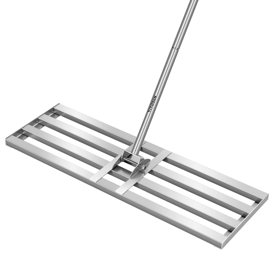 VIVOSUN 30-inch lawn leveling rake with steel head for even soil distribution.