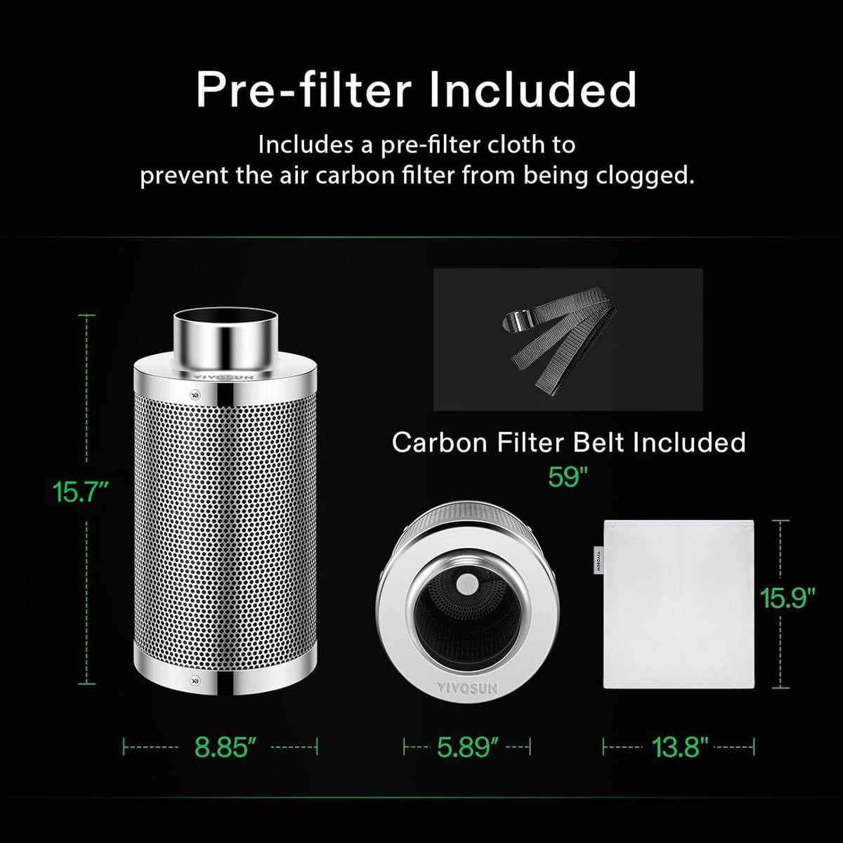 VIVOSUN 38mm thick charcoal bed delivers high absorption