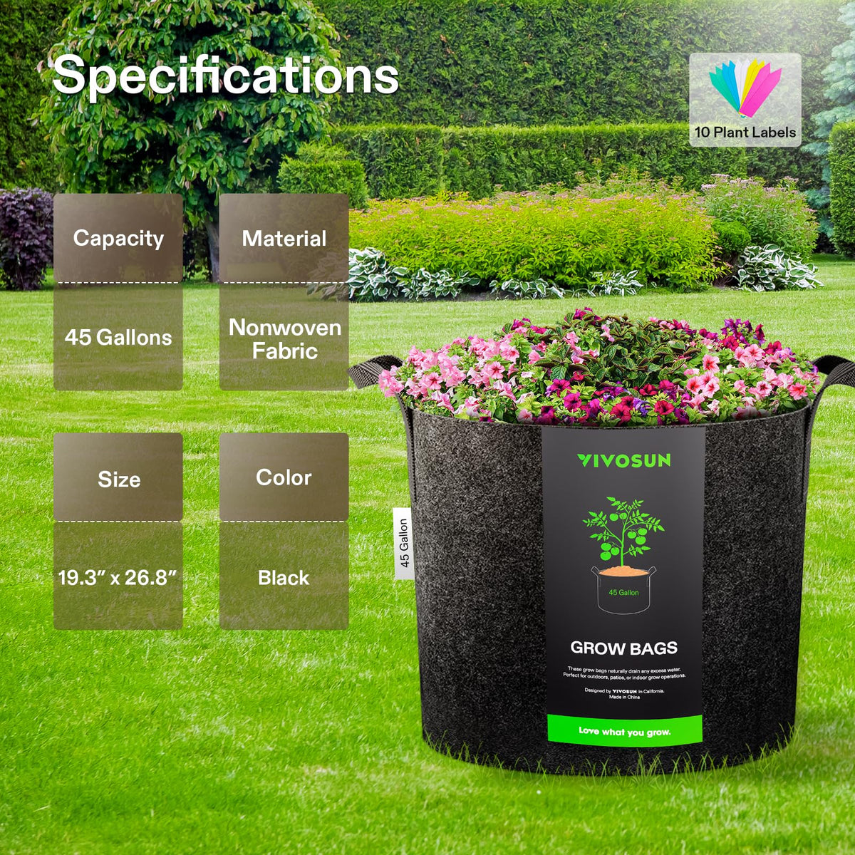 VIVOSUN grow bag demonstrates great drainage for breathable roots and healthy growth