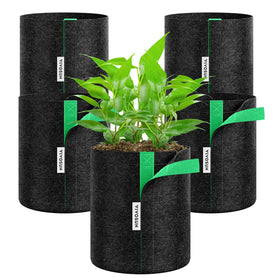VIVOSUN 5-pack grow bags with self-adhesive sides for easy transplanting.