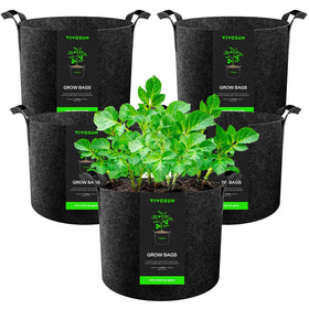 VIVOSUN 5-pack 1 gallon grow bags showing overall bag setup for flexible gardening.