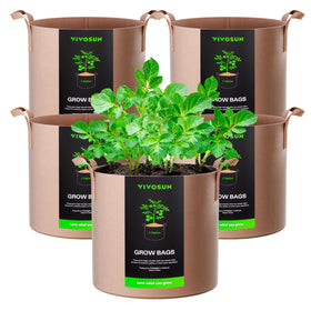 VIVOSUN 5-pack grow bags with thickened nonwoven fabric for durable gardening.