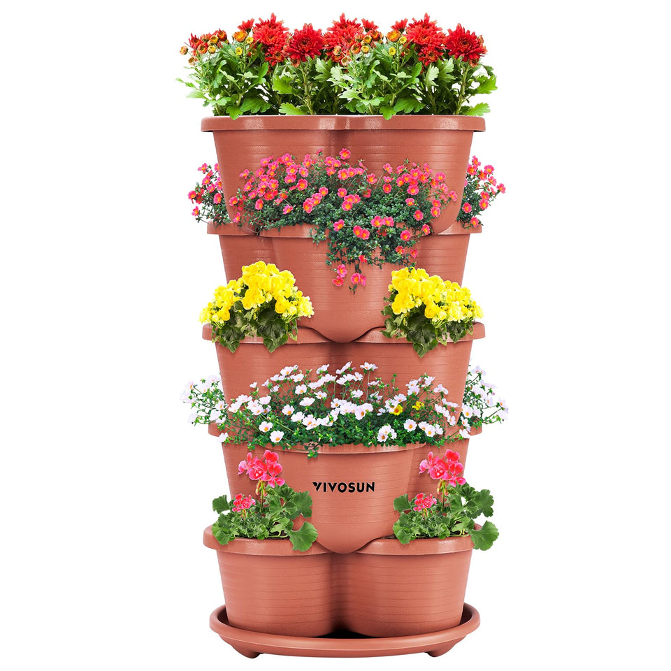 VIVOSUN 5-tier vertical planter for strawberries enables compact balcony gardening.