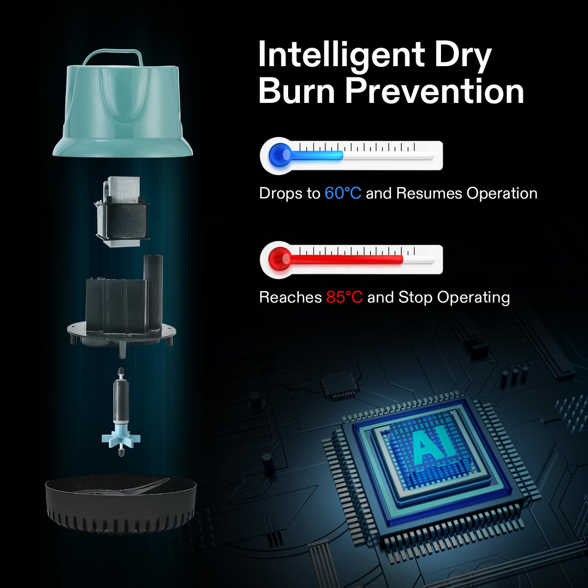 VIVOSUN pump with 5 ft power cord enables flexible installation in ponds