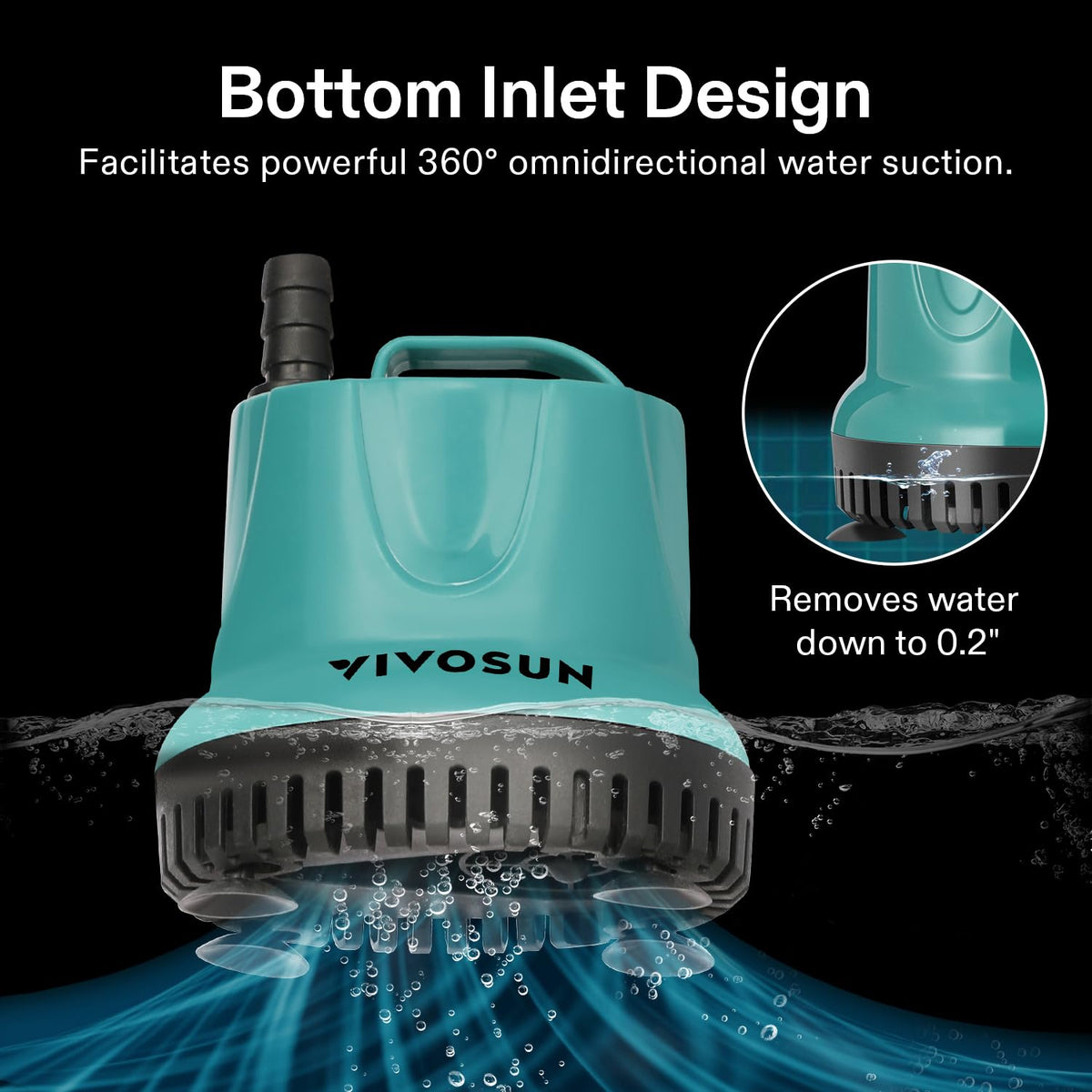 VIVOSUN 6 ft power cord enables flexible pump placement