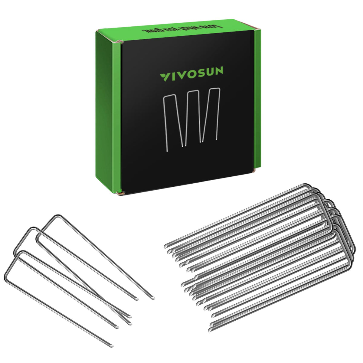 VIVOSUN 6-inch landscape staples hold down weed barrier fabric securely for clean layouts