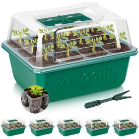 VIVOSUN 72-cell seed starter trays for organized, space-saving germination.