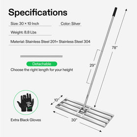 VIVOSUN 78-inch adjustable handle enables comfortable reach during lawn leveling.