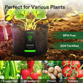 VIVOSUN fabric close-up on 7-gallon grow bags highlighting 300g nonwoven material and BPA-free design
