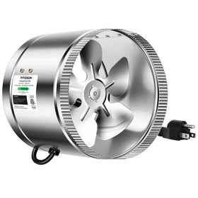 VIVOSUN 8-inch duct fan front view showing compact design for tight spaces and strong airflow