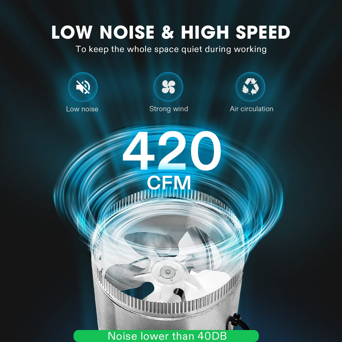 VIVOSUN 8-inch duct fan motor detailing durable performance