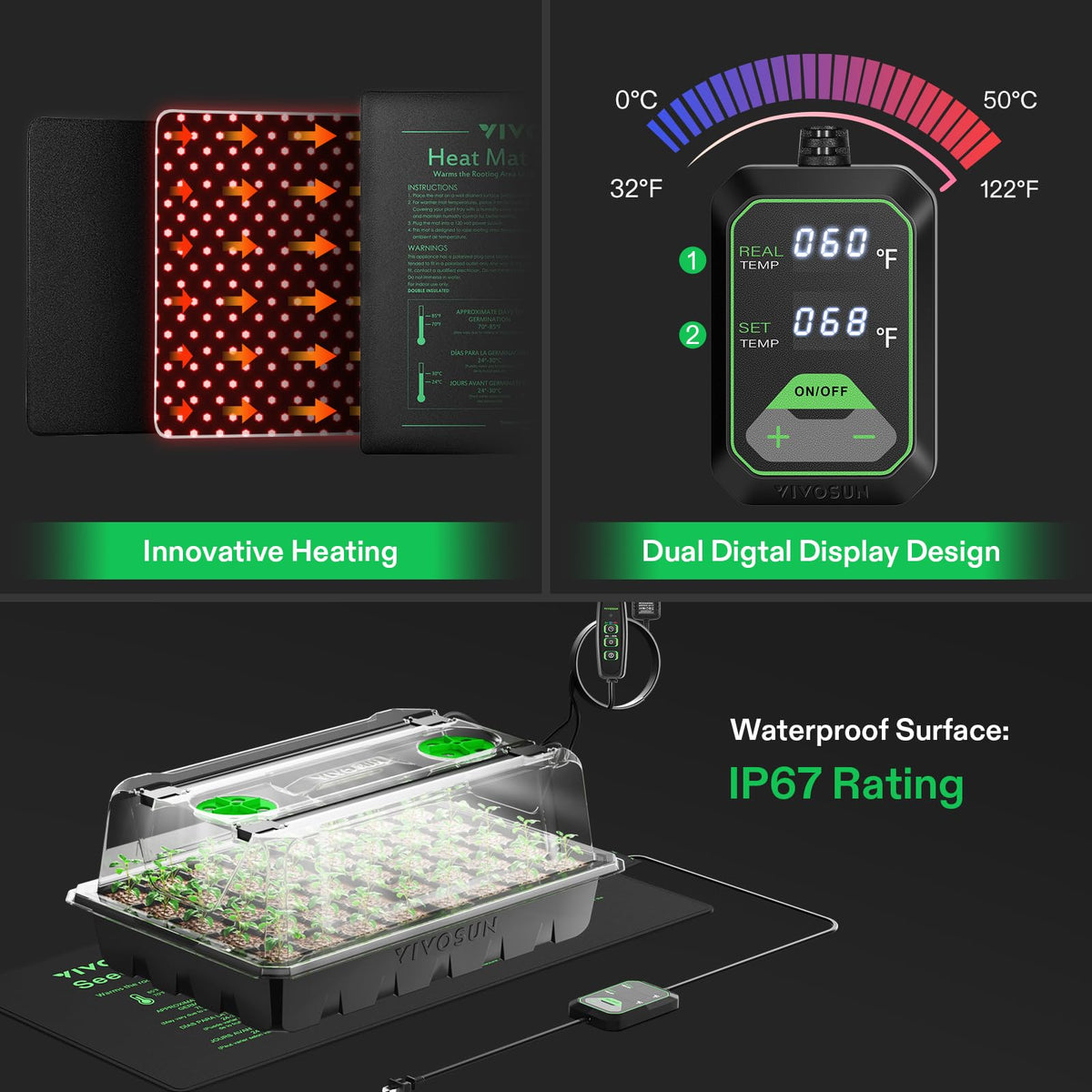 VIVOSUN adjustable vents help regulate humidity and temperature for seed starting.