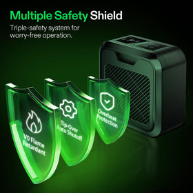 VIVOSUN AeroFlux heater with V0-rated casing and tip-over protection.