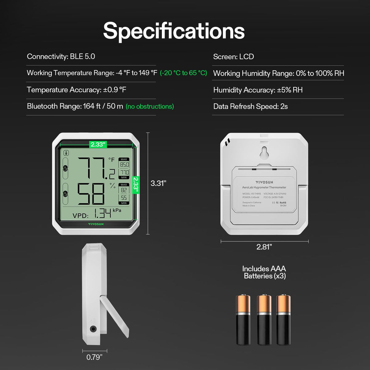 VIVOSUN AeroLab THB1 remote app alerts notifying about climate changes