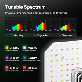VIVOSUN AeroLight A100 LED array displaying full spectrum coverage