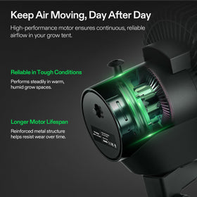 VIVOSUN AeroWave A6 low-noise motor for quiet operation in grow tents.