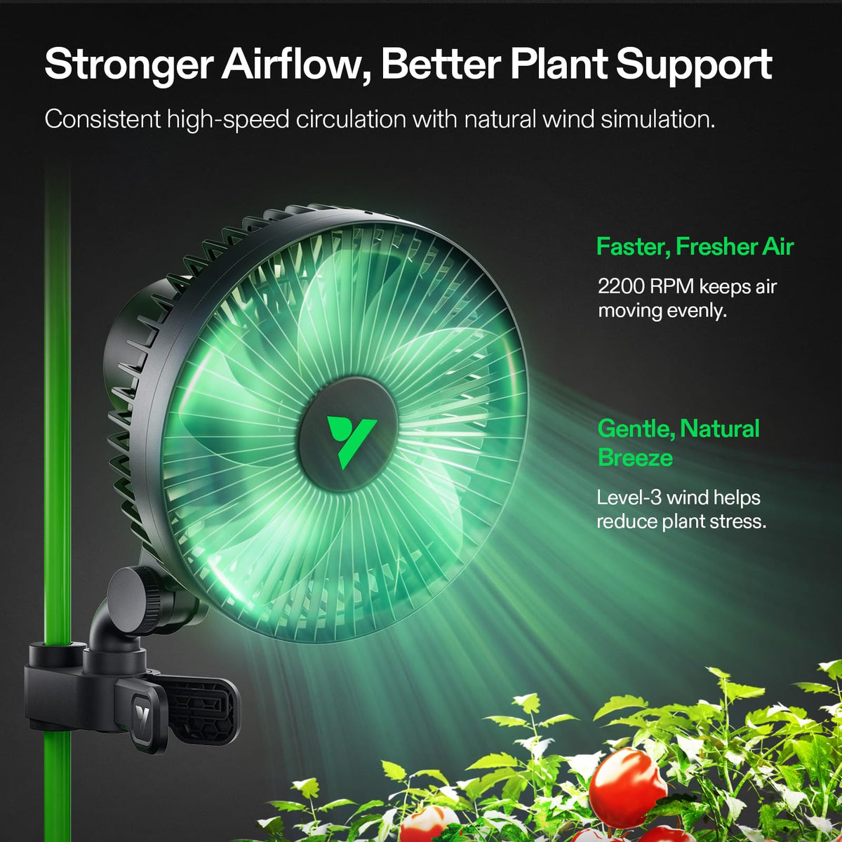 VIVOSUN AeroWave A6 in motion with 90° oscillation delivering broad airflow.