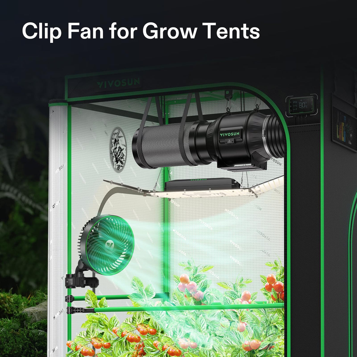 VIVOSUN AeroWave E6 Gen2 clip fan angled view enhances targeted airflow