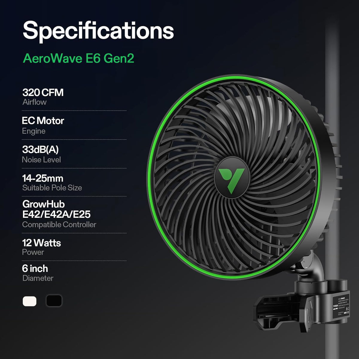 VIVOSUN AeroWave E6 Gen2 clip fan smart control works with GrowHub app