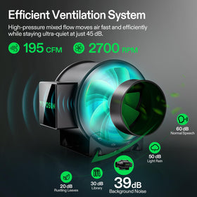 VIVOSUN AeroZesh 4in inline duct fan provides quiet, efficient ventilation.