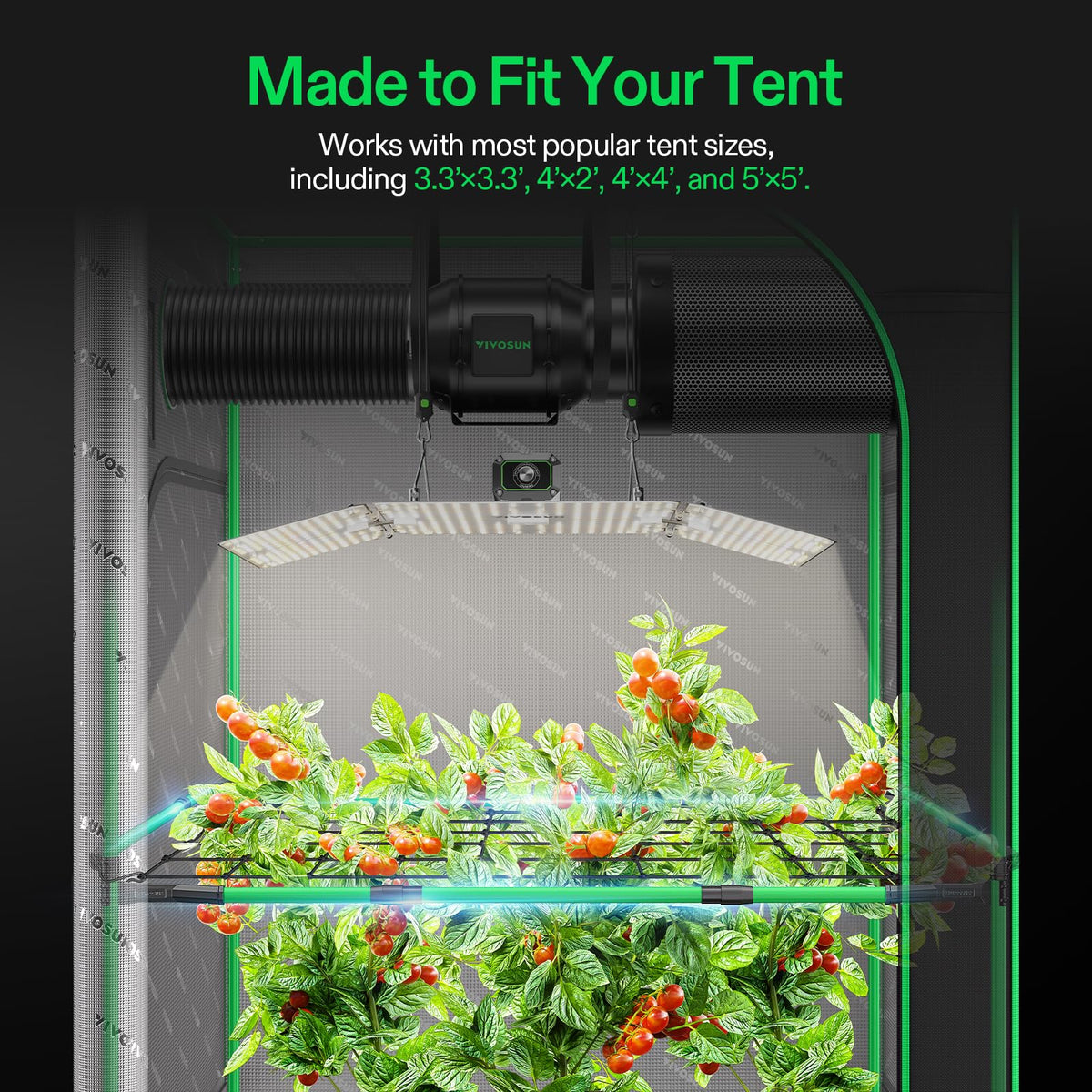 VIVOSUN arched design supports tent frame and maintains tension