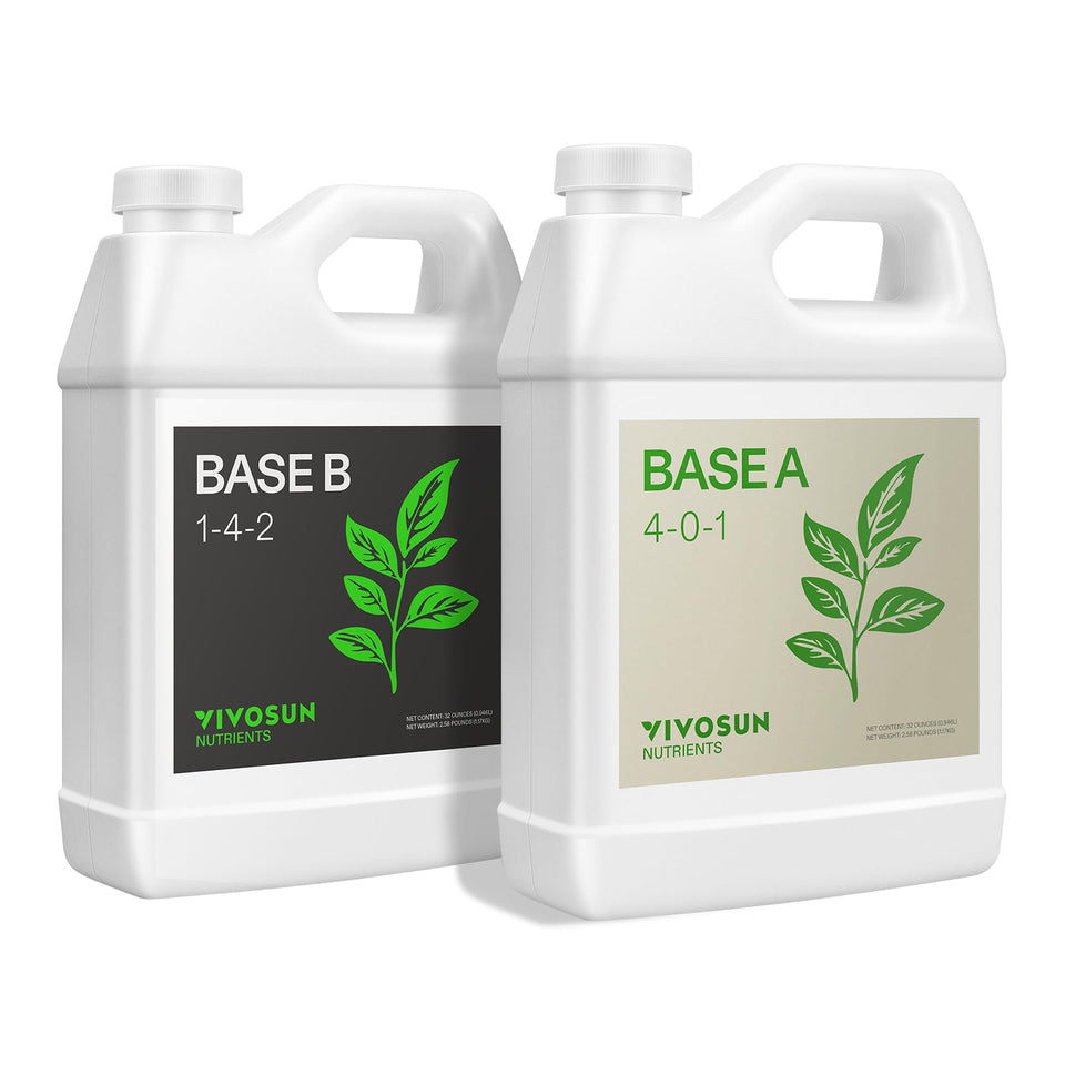 VIVOSUN Base A bottle showing the two-part formula supporting vegetative growth