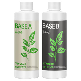 VIVOSUN Base A and B bottles close-up showing two-part system for all growth stages.