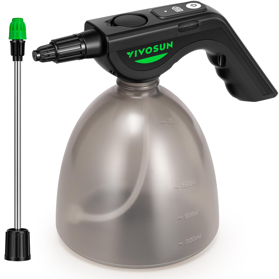 VIVOSUN battery powered sprayer in action for easy indoor watering