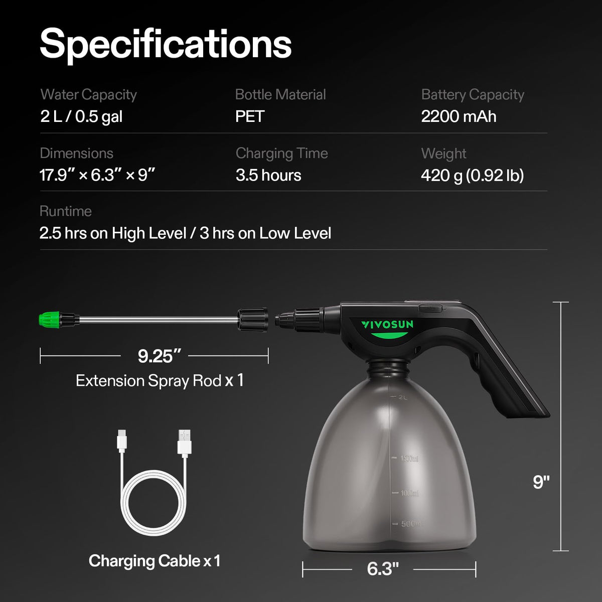VIVOSUN spray on indoor plants with even coverage