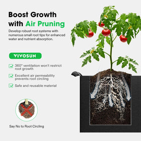 VIVOSUN breathable fabric close-up shows air pruning and heat dissipation