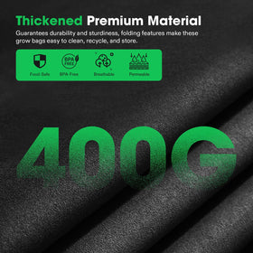 Breathable fabric close-up showing air pruning and heat dissipation benefits on the VIVOSUN bag.