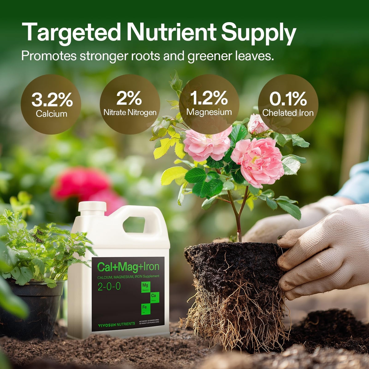 VIVOSUN Cal+Mag+Iron solution ready for hydroponics and soil-based feeds