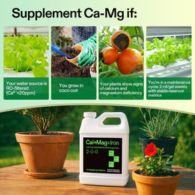 VIVOSUN Cal+Mag+Iron label highlights calcium, magnesium, and iron benefits